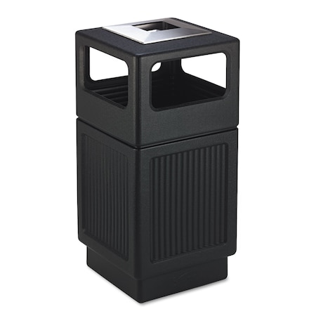 Safco Canmeleon Ash/Trash Receptacle, Square, Polyethylene, 38 gal, Textured Black 9477BL